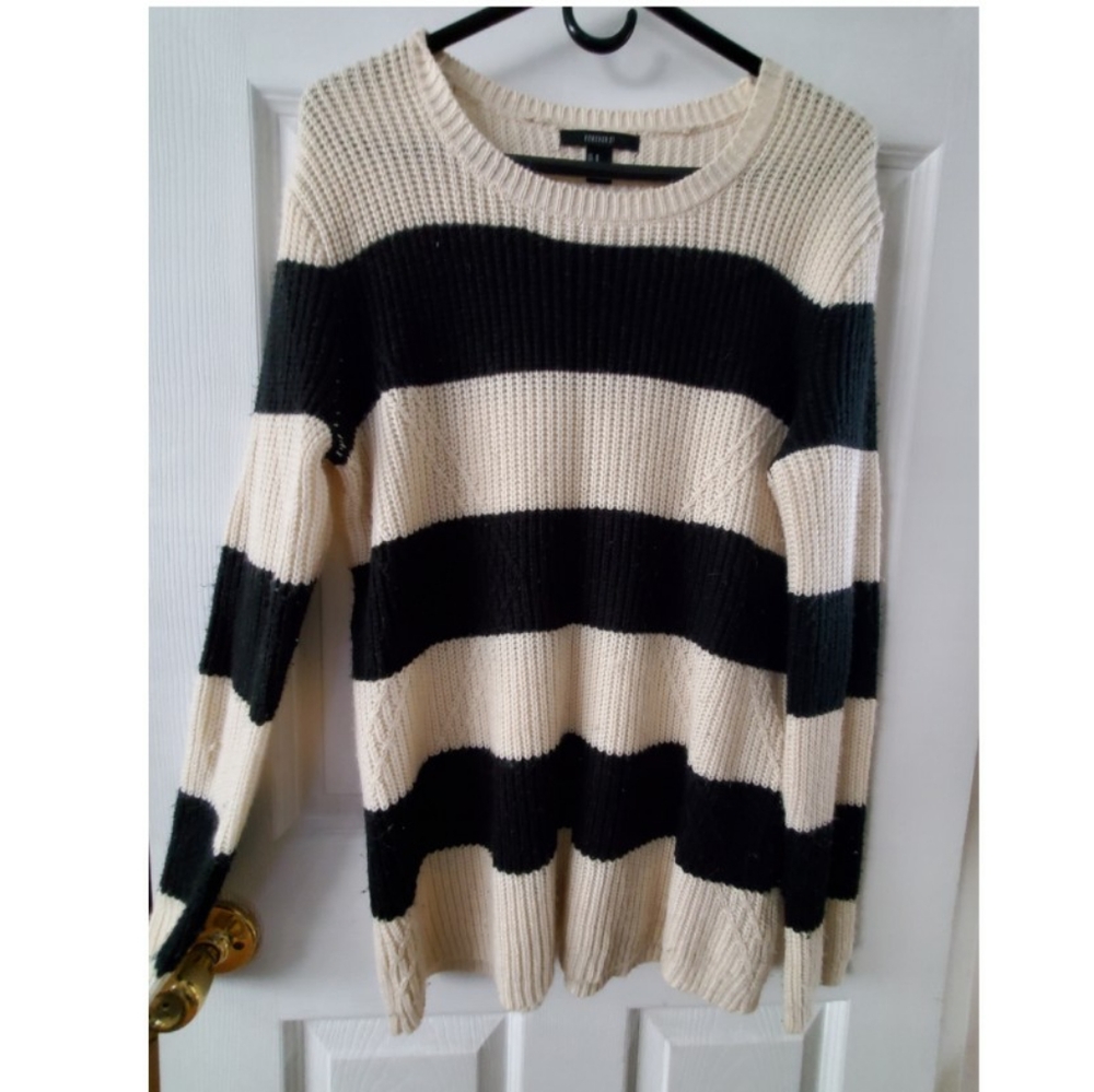 Cream and black striped sweater